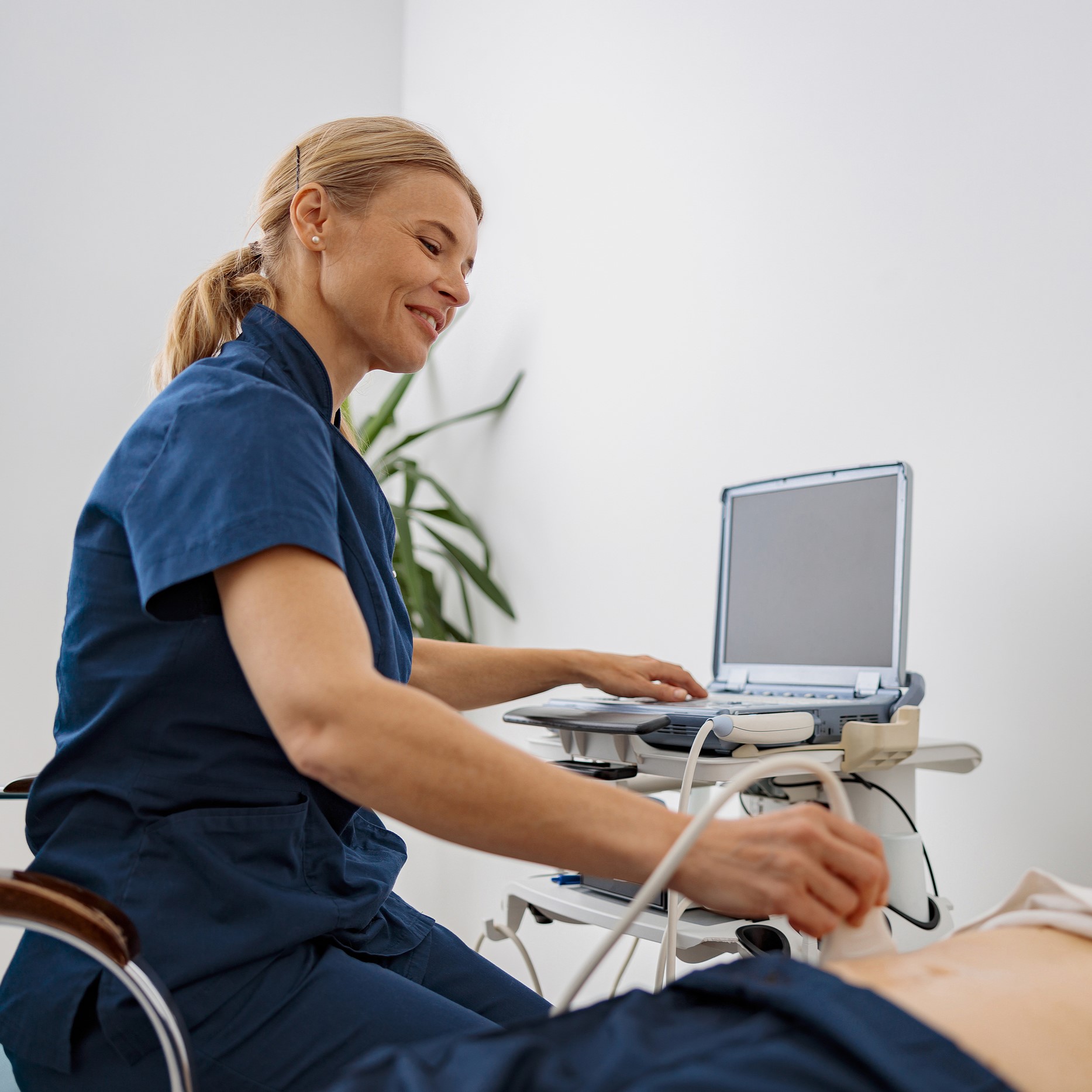 A woman getting a free ultrasound in Freeport, Florida