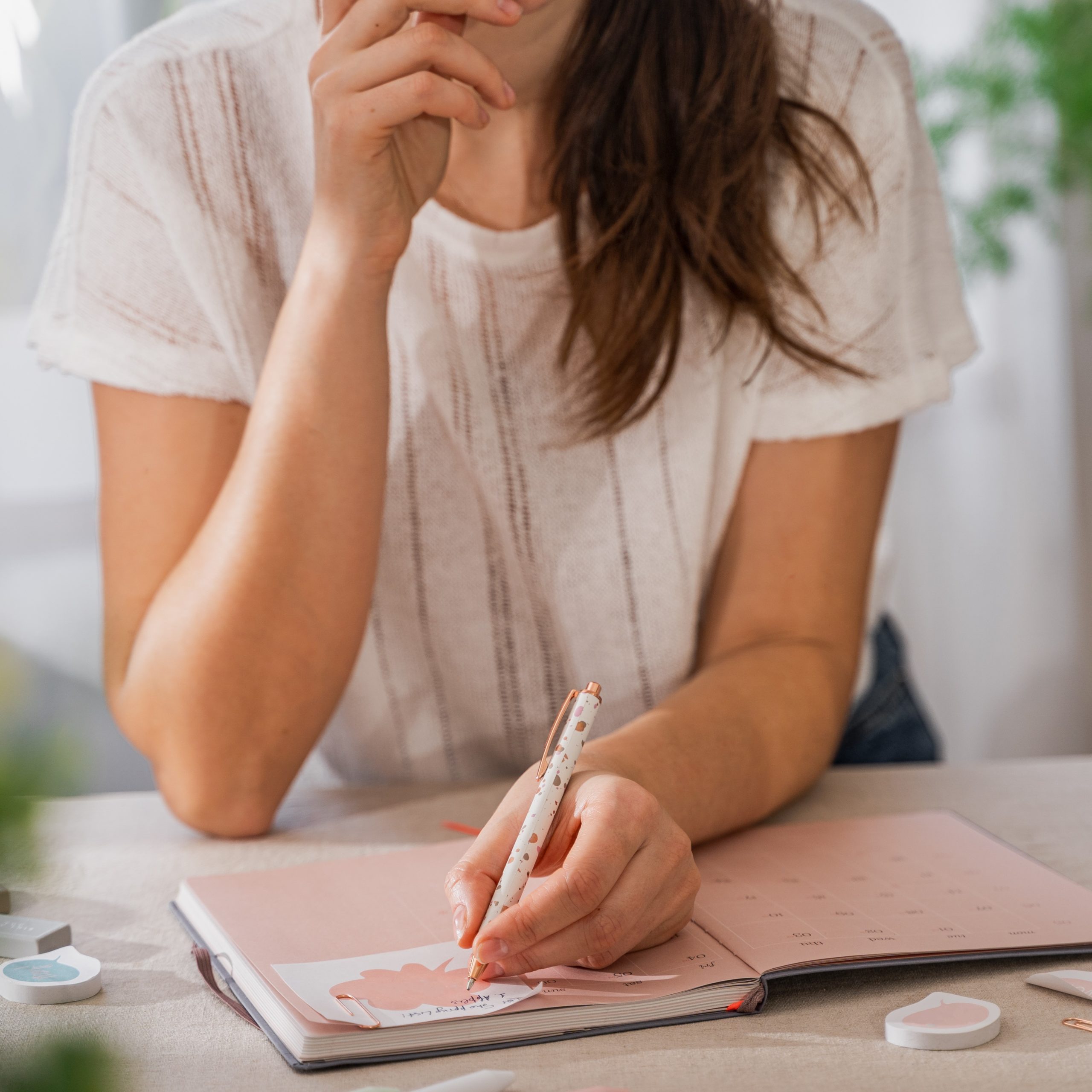 A woman receiving referrals for free pregnancy services in Freeport, Florida